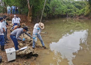 Técnicos del MARN verifican denuncia por posible contaminación en el río Sepur