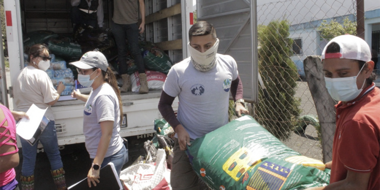 Entregan alimentos para mascotas y animales de trabajo cercanos al volcán de Pacaya