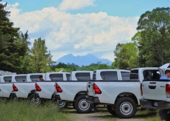 Fortalecen siete delegaciones departamentales de SESAN con la entrega de 14 picops del proyecto Crecer Sano