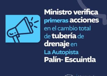 MINISTRO VERIFICA PRIMERAS ACCIONES EN EL CAMBIO TOTAL  DE TUBERÍA DE DRENAJE EN LA AUTOPISTA PALÍN-ESCUINTLA