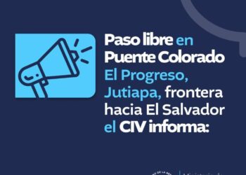 Paso Libre en Puente Colorado en El Progreso, Jutiapa en frontera hacia El Salvador, el CIV informa: