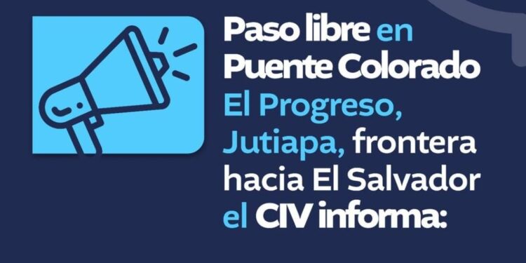 Paso Libre en Puente Colorado en El Progreso, Jutiapa en frontera hacia El Salvador, el CIV informa: