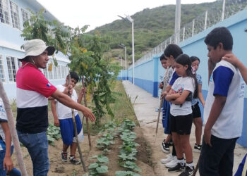 Escolares de San Agustín Acasaguastlán recogen su primera cosecha