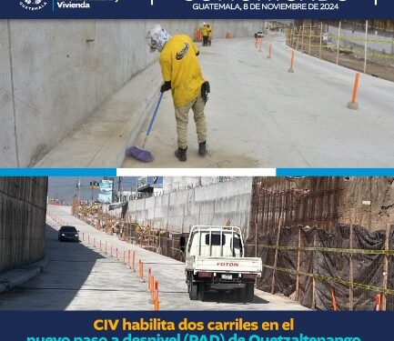 CIV habilita dos carriles en el nuevo paso a desnivel (PAD) de Quetzaltenango para agilizar el tránsito