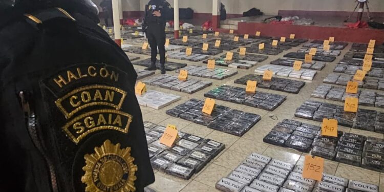 Trabajo coordinado permite incautación histórica de 3,095 kilogramos de cocaína