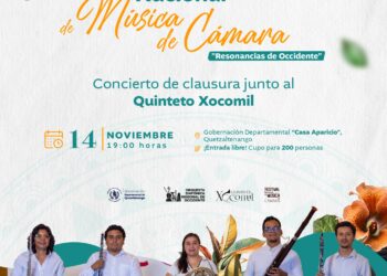 “Resonancias de Occidente”: Festival Nacional Música de Cámara, concierto de clausura junto con el Quinteto Xocomil