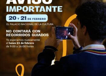 Antes de tu visita: 20 y 21 de febrero sin recorridos guiados en el Palacio Nacional de la Cultura