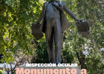 Inspección ocular en el área afectada del Monumento a Miguel Ángel Asturias
