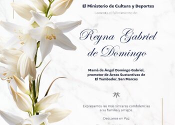 Lamentamos profundamente el sensible fallecimiento de Reyna Gabriel de Domingo