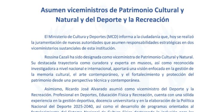Asumen viceministros de Patrimonio Cultural y Natural y del Deporte y la Recreación