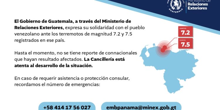 Guatemala se solidariza con Venezuela tras terremotos