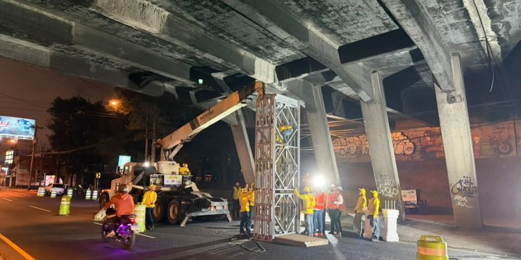 CIV realiza apuntalamiento preventivo en puente Periférico–Aguilar Batres para reforzar su seguridad
