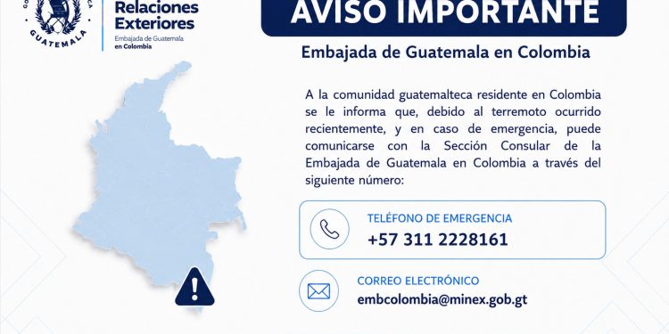 MINEX pone a disposición contactos de emergencia para guatemaltecos en Colombia tras terremoto