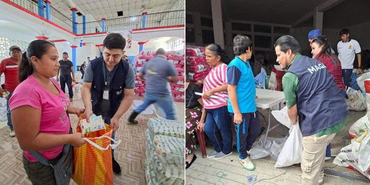 Familias reciben alimentos por su participación en proyectos comunitarios