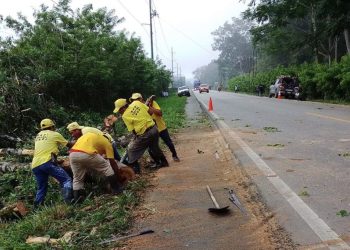 Retiran material que obstruía el paso en la CA-13 para facilitar la circulación