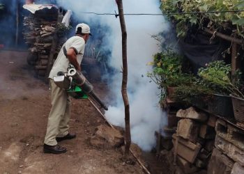 Acciones de nebulización contribuyen al control del mosquito transmisor del dengue en Lomas de Ojo de Agua, Nueva Santa Rosa