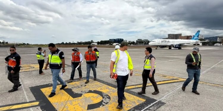 Avanzan trabajos para una plataforma más segura en el Aeropuerto Internacional La Aurora