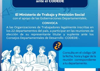 Se convoca a elección de representantes titulares y suplentes de organizaciones de trabajadores para integrar el CODEDE para el periodo 2027-2028