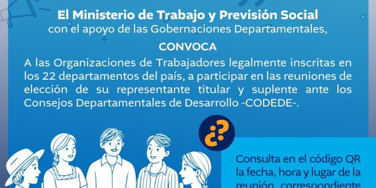 Se convoca a elección de representantes titulares y suplentes de organizaciones de trabajadores para integrar el CODEDE para el periodo 2027-2028