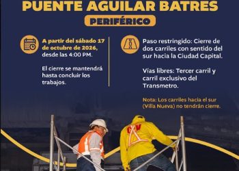 Cierre parcial de carriles en el puente Aguilar Batres–Periférico